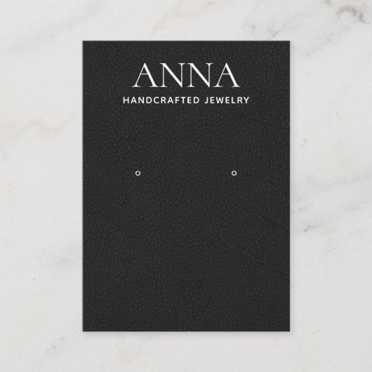 Eenvoudig elegant zwart lederen draagbeeldscherm visitekaartje (Voorkant)