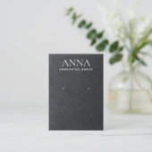 Eenvoudig elegant zwart lederen draagbeeldscherm visitekaartje (Staand voorkant)