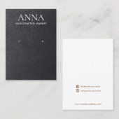 Eenvoudig elegant zwart lederen draagbeeldscherm visitekaartje (Voorkant / Achterkant)