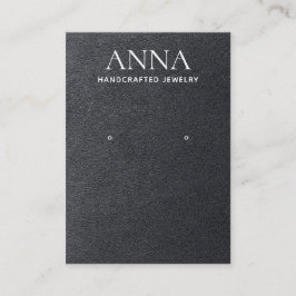 Eenvoudig elegant zwart lederen draagbeeldscherm visitekaartje