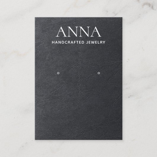 Eenvoudig elegant zwart lederen draagbeeldscherm visitekaartje (Voorkant)