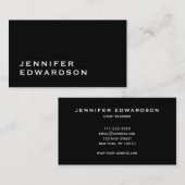 Eenvoudig elegant zwart minimalistisch professione visitekaartje (Voorkant / Achterkant)