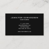 Eenvoudig elegant zwart minimalistisch professione visitekaartje (Achterkant)