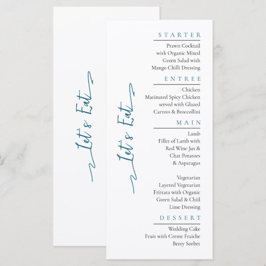 Eenvoudig Elegant Zwart Modern Trouwmenu Flat Menu (Voorkant / Achterkant)