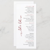 Eenvoudig Elegant Zwart Modern Trouwmenu Flat Menu (Voorkant / Achterkant)