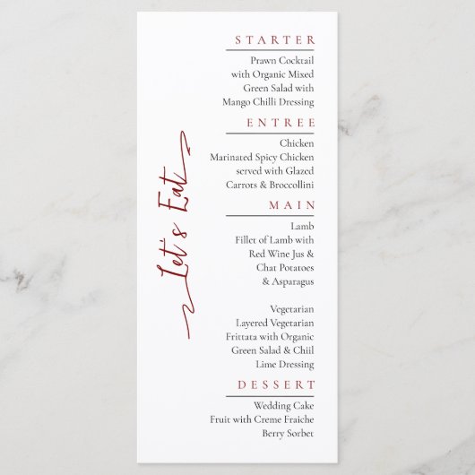 Eenvoudig Elegant Zwart Modern Trouwmenu Flat Menu (Voorkant)
