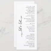 Eenvoudig Elegant Zwart Modern Trouwmenu Flat Menu (Voorkant / Achterkant)