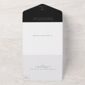 Eenvoudig elegant zwart op witte bruiloft all in one uitnodiging (Buitenkant)