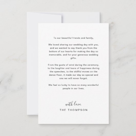 Eenvoudig elegant zwart-Script-fotograferen bruilo Bedankkaart (Achterkant)