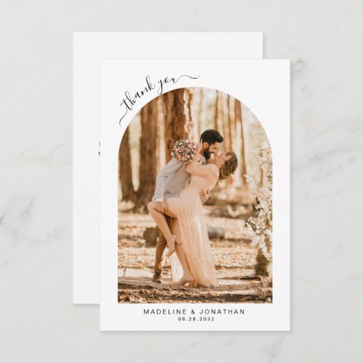 Eenvoudig elegant zwart-Script-fotograferen bruilo Bedankkaart (Voorkant / Achterkant)