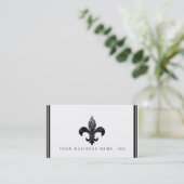 Eenvoudig Elegant Zwart Sequined Fleur De Lis Visitekaartje (Staand voorkant)