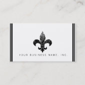 Eenvoudig Elegant Zwart Sequined Fleur De Lis Visitekaartje (Voorkant)