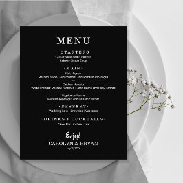 Eenvoudig Elegant Zwart Trouwdiner Menu