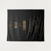 Eenvoudig Elegant Zwart Welkom Script Bruiloft Wandkleed (Voorkant (horizontaal))