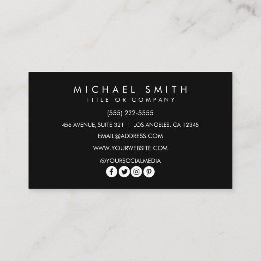 Eenvoudig Elegant zwart wit Ananas Visitekaartje (Achterkant)