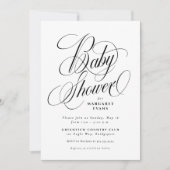 Eenvoudig elegant zwart-wit baby shower kaart (Voorkant)