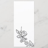 Eenvoudig elegant zwart wit bloemenbruiloft Menu (Achterkant)
