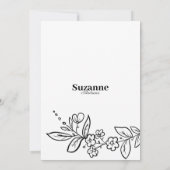 Eenvoudig elegant zwart wit bloemig Vrijgezellenfe Kaart (Achterkant)