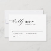 Eenvoudig Elegant Zwart-Wit Chique Script Bruiloft RSVP Kaartje (Voorkant)