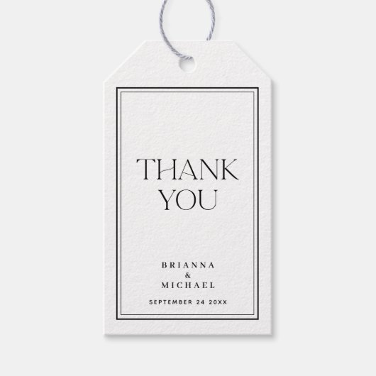 Eenvoudig Elegant Zwart & Wit Dank u Cadeaulabel (Voorkant)