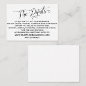 Eenvoudig, elegant zwart-wit "De details" Informatiekaartje (Voorkant / Achterkant)