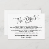 Eenvoudig, elegant zwart-wit "De details" Informatiekaartje (Voorkant / Achterkant)