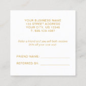 Eenvoudig elegant zwart-wit en Faux Gold Aanbevelingskaartje (Achterkant)