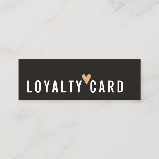 Eenvoudig Elegant Zwart Wit Faux Goud Hart Loyalit Klantenkaartje (Voorkant)