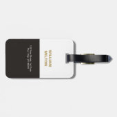 Eenvoudig Elegant Zwart-wit Faux Goud Monogram Bagagelabel (Achterkant horizontaal)