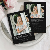 Eenvoudig Elegant Zwart Wit Foto Graduation Party Kaart