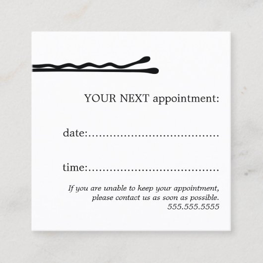 Eenvoudig Elegant Zwart Wit Haar Pin Haarstylist Afsprakenkaartje