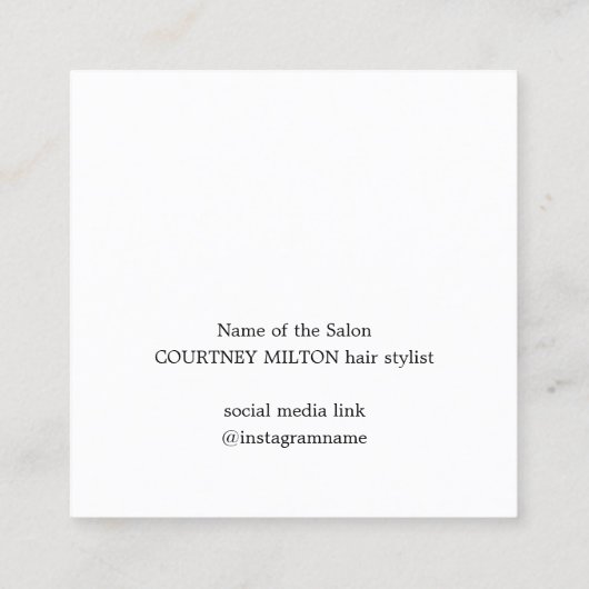 Eenvoudig Elegant Zwart Wit Haar Pin Haarstylist Afsprakenkaartje (Achterkant)