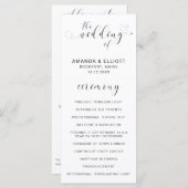 Eenvoudig elegant zwart-wit harthuwelijk programmakaart (Voorkant / Achterkant)