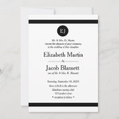 Eenvoudig elegant zwart-wit huwelijk kaart (Voorkant)