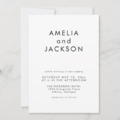 Eenvoudig elegant zwart-wit huwelijk kaart (Voorkant)