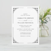 Eenvoudig elegant zwart-wit huwelijk kaart (Staand voorkant)