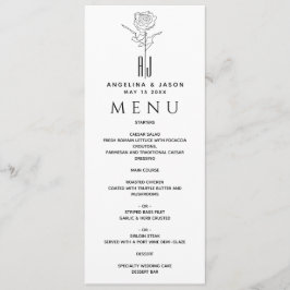 Eenvoudig elegant zwart-wit huwelijk menu