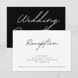Eenvoudig Elegant Zwart Wit Huwelijksreceptie Kaart