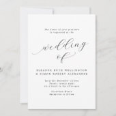 Eenvoudig Elegant Zwart & Wit Kalligrafie Bruiloft Kaart (Voorkant)