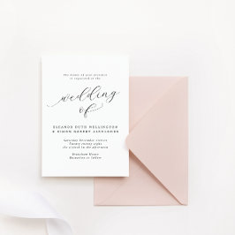 Eenvoudig Elegant Zwart & Wit Kalligrafie Bruiloft Kaart