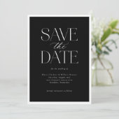 Eenvoudig Elegant Zwart Wit Kalligrafie Script Save The Date (Staand voorkant)