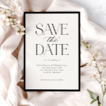 Eenvoudig Elegant Zwart Wit Kalligrafie Script Save The Date<br><div class="desc">Simple Elegant Black White Calligraphy Script Save the Date bevat een stevige rand,  die het moderne type met kalligrafieschrift omringt.</div>