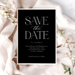 Eenvoudig Elegant Zwart Wit Kalligrafie Script Save The Date<br><div class="desc">Simple Elegant Black White Calligraphy Script Save the Date bevat een stevige rand,  die het moderne type met kalligrafieschrift omringt.</div>