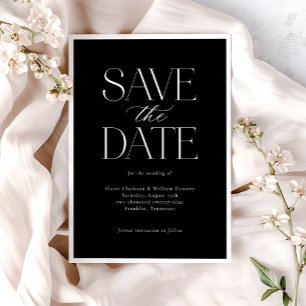 Eenvoudig Elegant Zwart Wit Kalligrafie Script Save The Date
