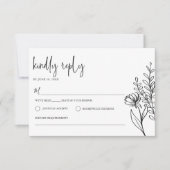 Eenvoudig elegant zwart-wit klassieke bruiloft mod RSVP kaartje (Voorkant)