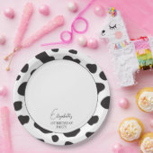 Eenvoudig Elegant Zwart-Wit Koe Verjaardagsfeest Papieren Bordje (Feest)