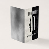 Eenvoudig Elegant Zwart & Wit Marmer 40ste Verjaar Kaart (Buitenkant)