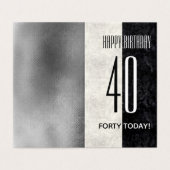 Eenvoudig Elegant Zwart & Wit Marmer 40ste Verjaar Kaart (Buitenkant ongevouwen)