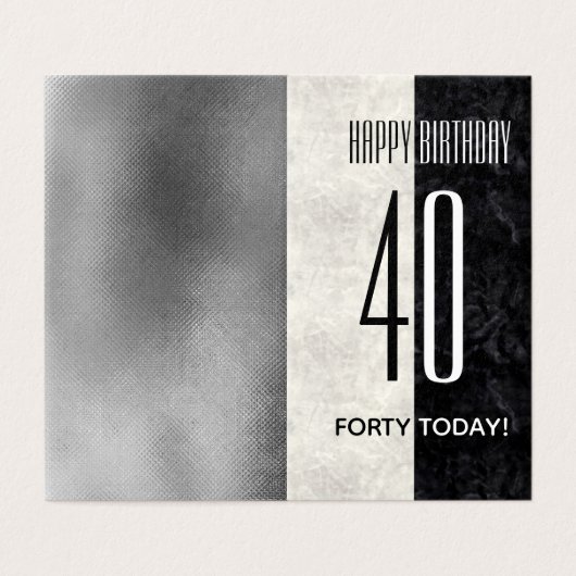 Eenvoudig Elegant Zwart & Wit Marmer 40ste Verjaar Kaart (Buitenkant ongevouwen)