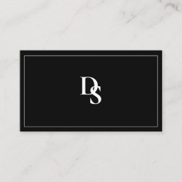 Eenvoudig Elegant Zwart-wit met Initiaal Visitekaartje